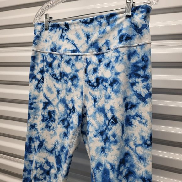 Core IO Women's Athletic Leggings, Blue/ White Watercolor, Large - Picture 6 of 8